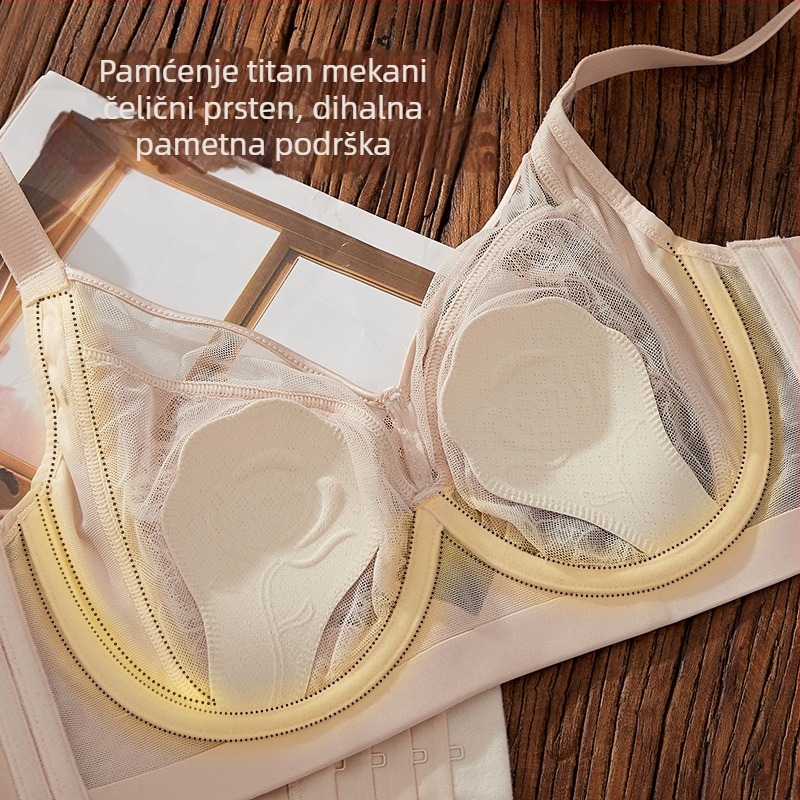Čipkasti ženski grudnjak s mekanim žICama, oblikovanje, skupljanje bočnih dojki, protiv opuštanja