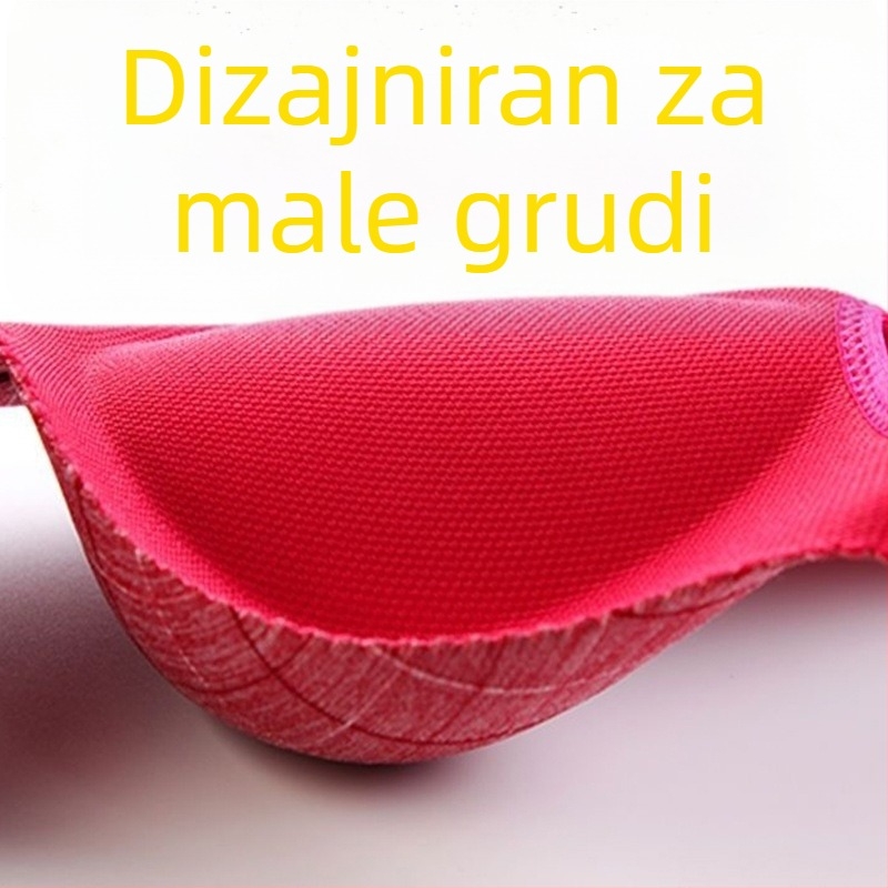 Bežični grudnjak s 3/4 košarice, 8 cm push-up, karirani najlon materijal, odvojive dvostruke naramenice, podstava od spandexa