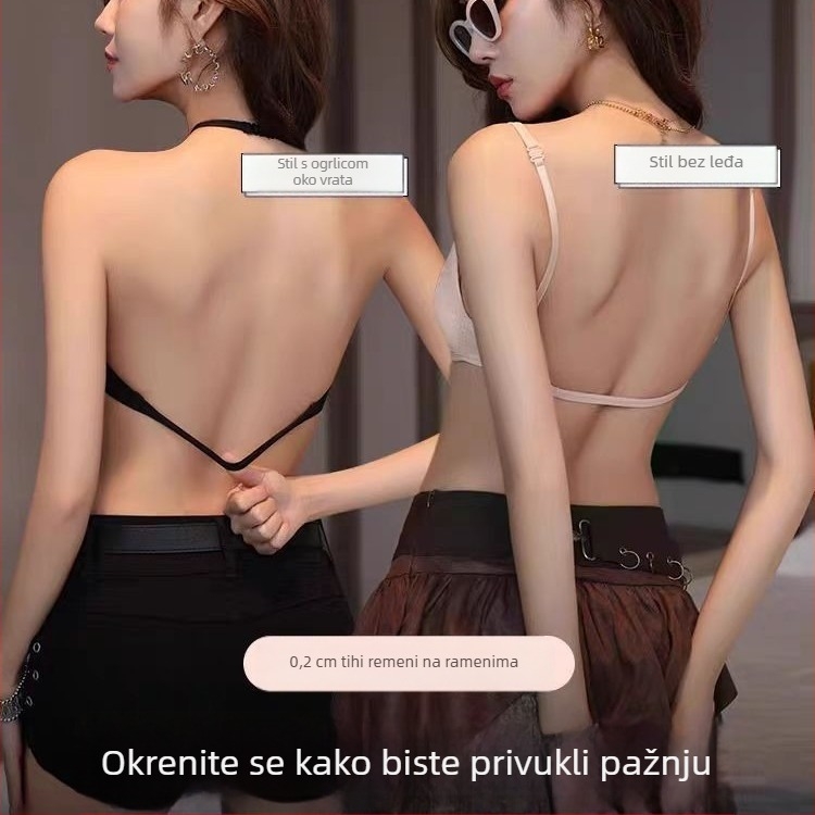 Pamuk halterneck grudnjak s trokutastim košaricama, 3/4 košarice, prednje kopče, fiksirane dvostruke naramenice