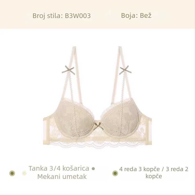 Francuski čipkasti set grudnjaka, tanko seksi donje rublje za žene, push-up za male grudi za puniji izgled