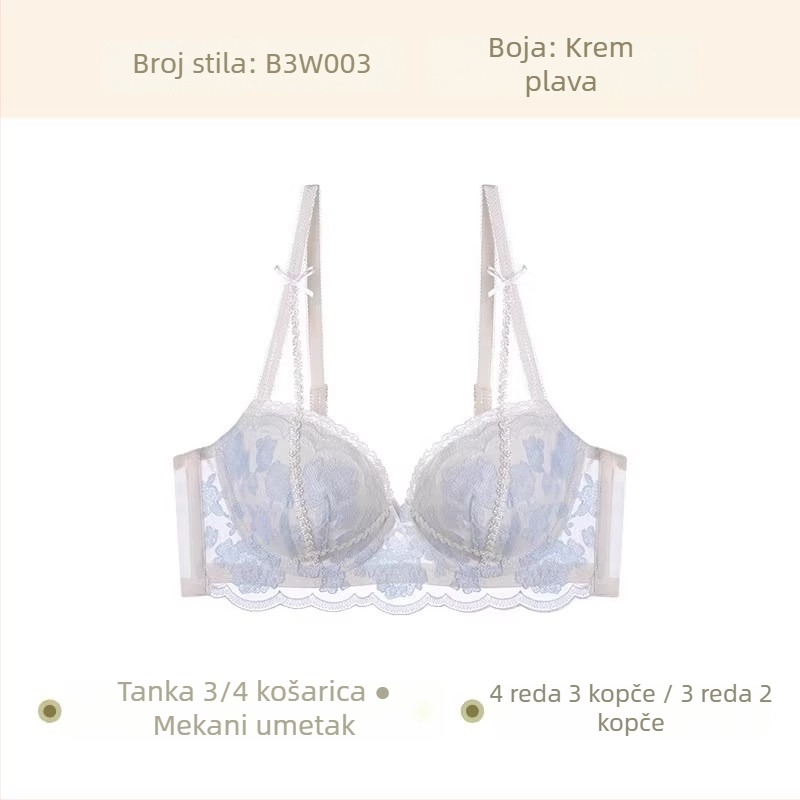 Francuski čipkasti set grudnjaka, tanko seksi donje rublje za žene, push-up za male grudi za puniji izgled