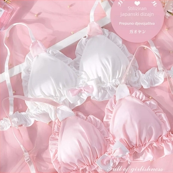 Lolita inspirirani bežični grudnjak s ušima zeca, sladak japanski stil, 3/4 košarice, udoban najlon