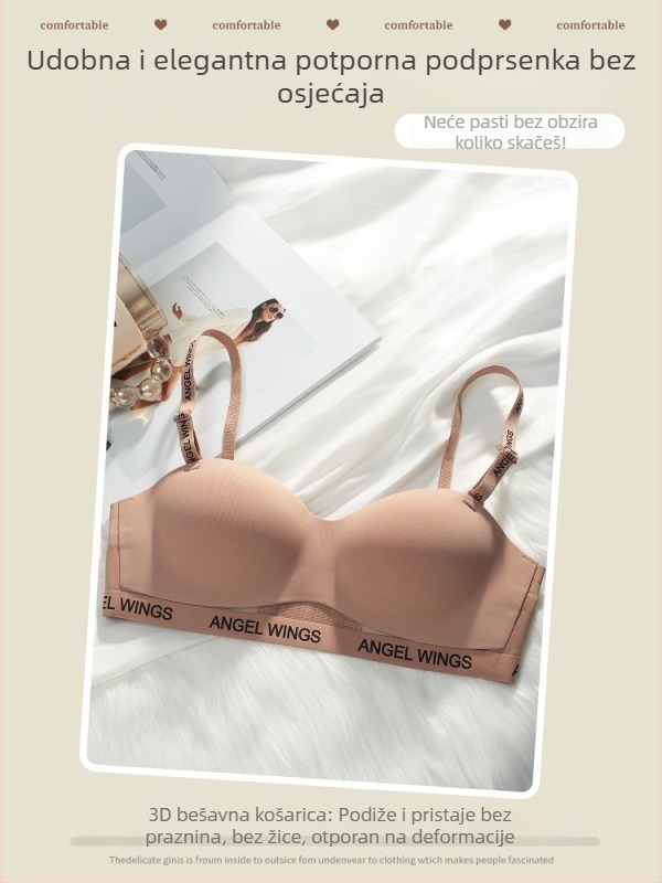 Bandeau grudnjak bez ramena za male grudi, stil haljine, bez žice, bez kovova, s jastučićima