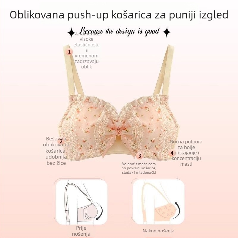 Set grudnjaka s čipkastim cvjetnim rubom za male grudi – seksi i slatko