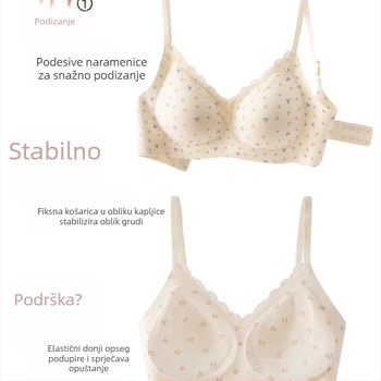 Bezrucni grudnjak s cvjetnom čipkom za male grudi, udoban, blag lift i podrška protiv opuštanja