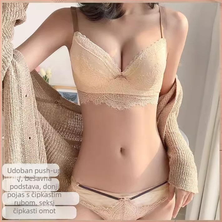 Cipkasti seksi set grudnjaka za žene s malim grudima, bez žica, oblikujući i podesivi