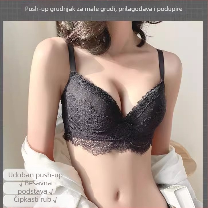 Cipkasti seksi set grudnjaka za žene s malim grudima, bez žica, oblikujući i podesivi