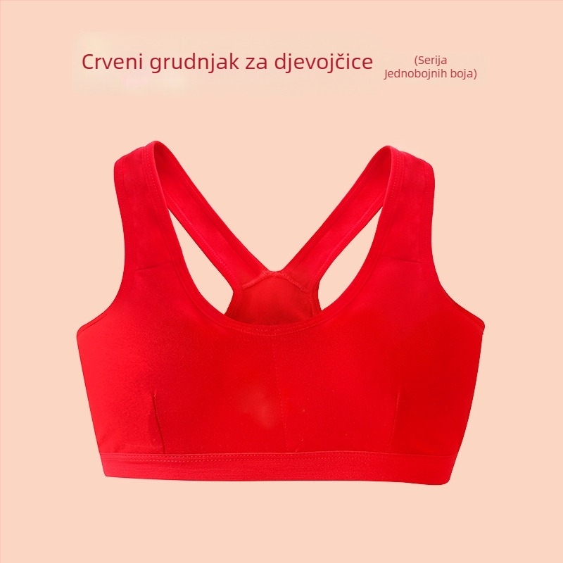 Crveno dječje donje rublje za djevojčice, pamuk, top u stilu kamizole, uzrast 9–13 godina