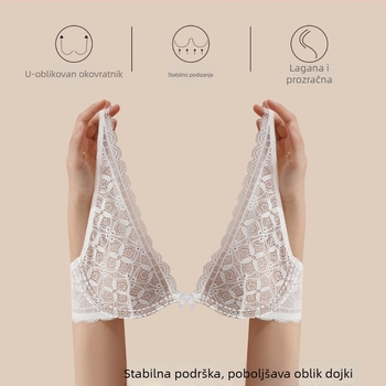 Čipkasti pamučni set grudnjaka, 3/4 šalice, oblik košarice: tanak gore, debele dolje, stražnje četiri reda kukica i očiju