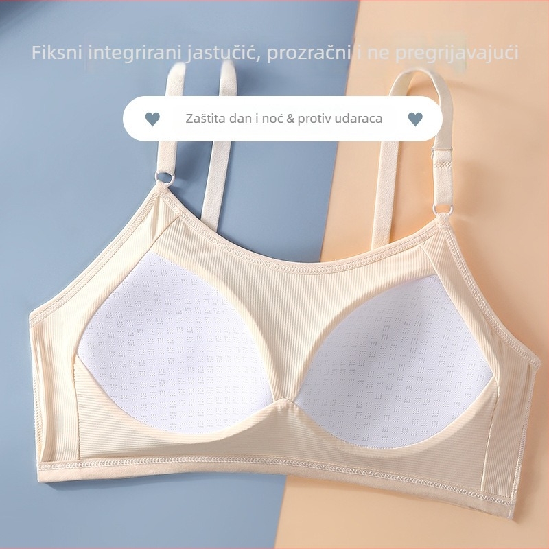 Grudnjak za tinejdžerice s fiksnim košaricama, prozračan Ice Silk, u vestnom stilu, za uzrast 15+ (Cup: Full; Mold Cup: Thin mold; Mold Cup fabric: Cotton; Fabric: Nylon; Shoulder strap: Fixed double)