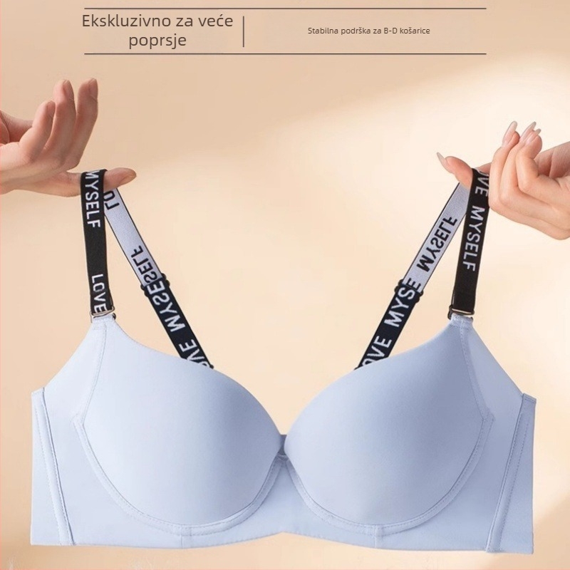 Besprešiv push-up grudnjak, najlonska tkanina, 3/4 košarica, mekani čelični prsten, odvojive dvostruke naramenice