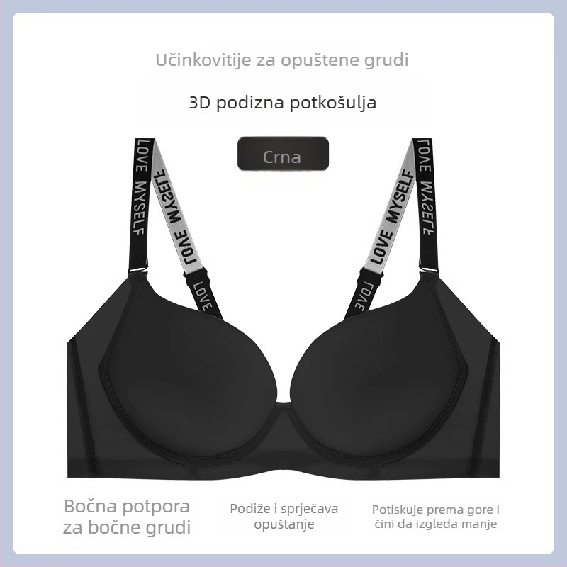 Besprešiv push-up grudnjak, najlonska tkanina, 3/4 košarica, mekani čelični prsten, odvojive dvostruke naramenice