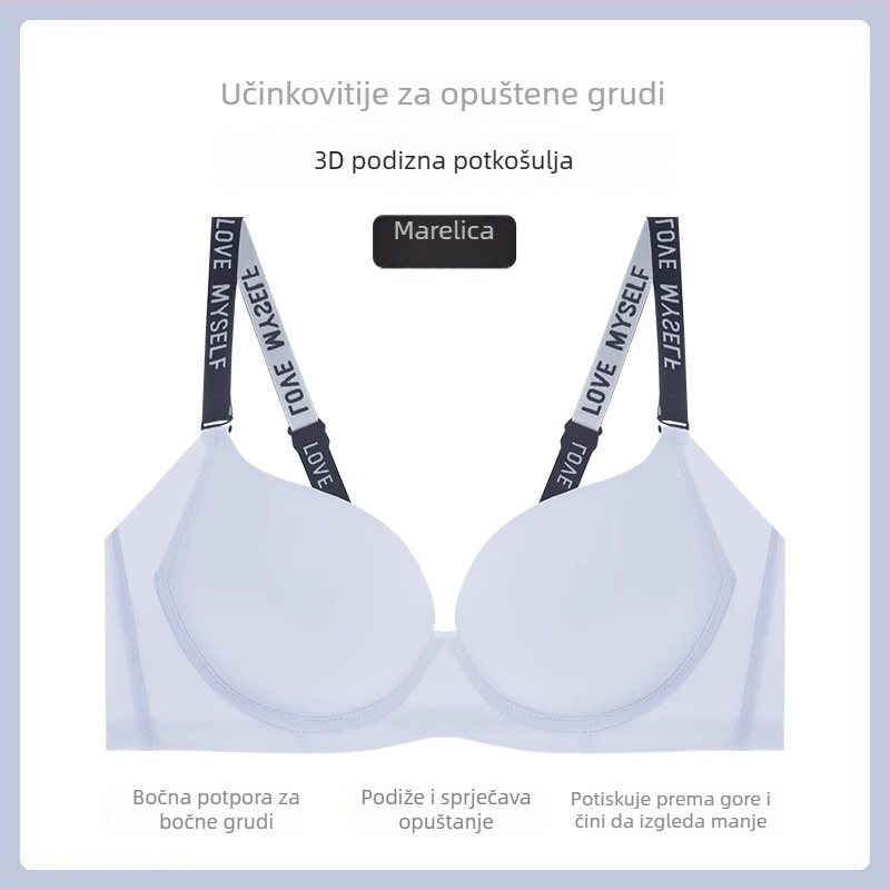 Besprešiv push-up grudnjak, najlonska tkanina, 3/4 košarica, mekani čelični prsten, odvojive dvostruke naramenice