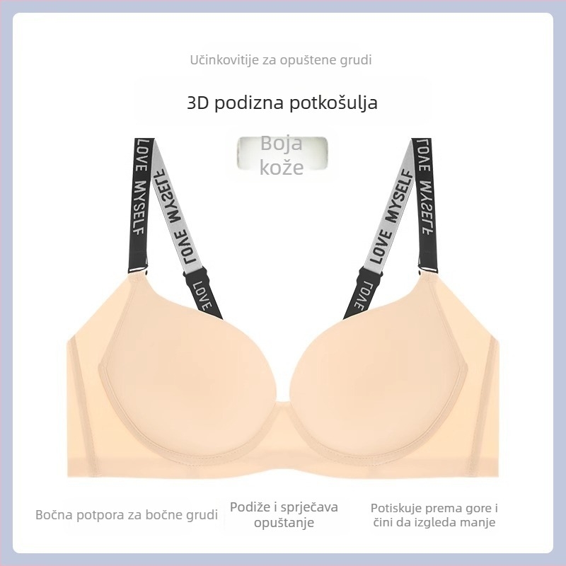 Besprešiv push-up grudnjak, najlonska tkanina, 3/4 košarica, mekani čelični prsten, odvojive dvostruke naramenice