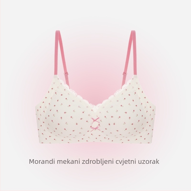Bežični grudnjak za žene, bez šivova, košarica 3/4, francuska čipka, prozračan materijal