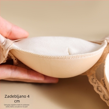 4 cm debeli napunjeni košarica, bez žice, čipkasti push-up grudnjak, nježan djevojački stil, 3/4 košarica