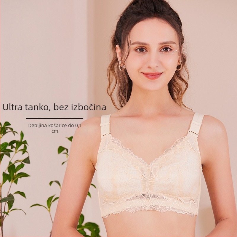 Čipkasti grudnjak bez žice za žene, potpuno pokrivene košarice, oblikovane šalice, podesive naramenice, bočna podrška