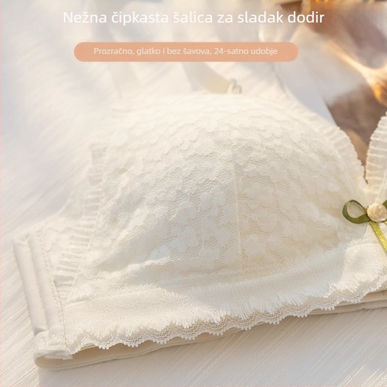 Dantelni bežični set grudnjaka za žene, 3/4 košarice, tanke oblikovane košarice, francuski stil donjeg rublja