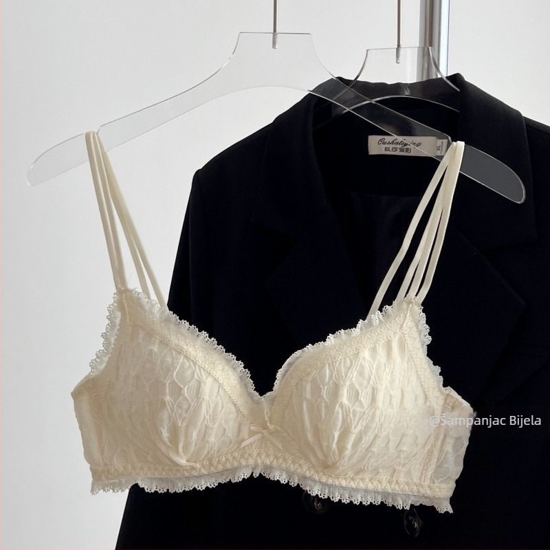 Nylon čipkasti grudnjak set, košarica 3/4, tanke oblikovane čašice, Push-Up, stražnje tri reda kuka
