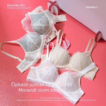 Lagani mrežasti čipkasti grudnjak bez žice, za žene, tanke šalice, nježan push-up i oblikovanje dekolta, ljetni seksi set donjeg rublja