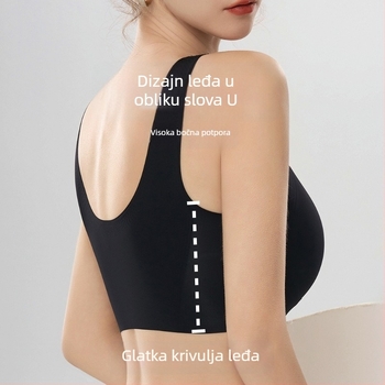 Plus veličine bešični sportski grudnjak-vest, udoban push-up, vizualno smanjuje velike grudi