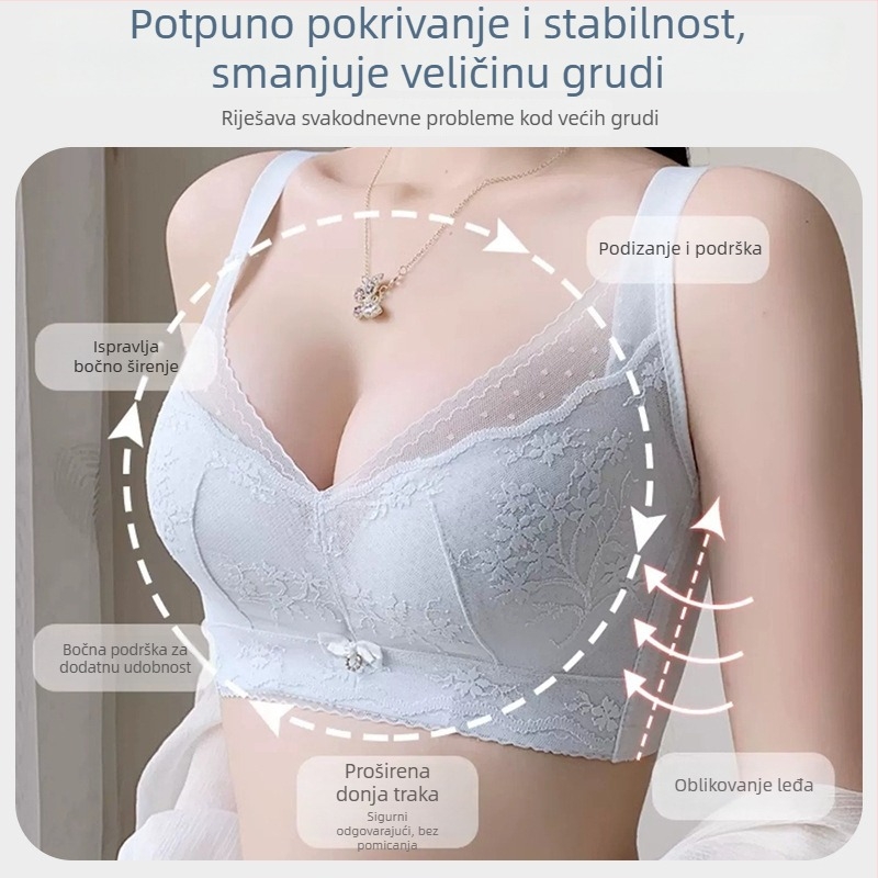 Beautiful figure Najlon grudnjak s košarom 3/4, ultra-tanki oblikovani košarica, fiksne dvostruke naramenice, prozračna gornja potpora