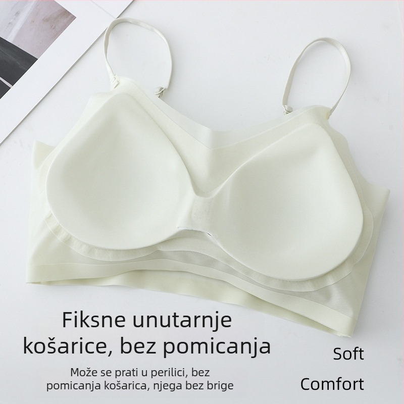 Izuzetno tanak grudnjak bez žice s oblikovanjem leđa, prozračan najlon, u stilu majice-vest