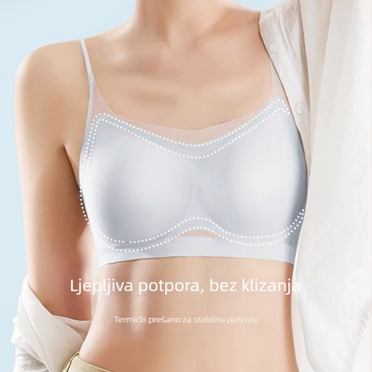 Ljetna ultra-tanka ice silk bešumna grudnjica za žene, bez žice, prozračna leđa, tanke naramenice, 3/4 kup, udobna