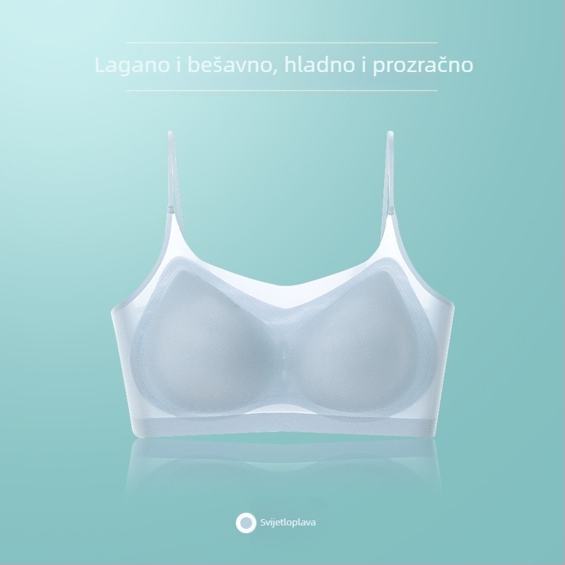 Ljetna ultra-tanka ice silk bešumna grudnjica za žene, bez žice, prozračna leđa, tanke naramenice, 3/4 kup, udobna