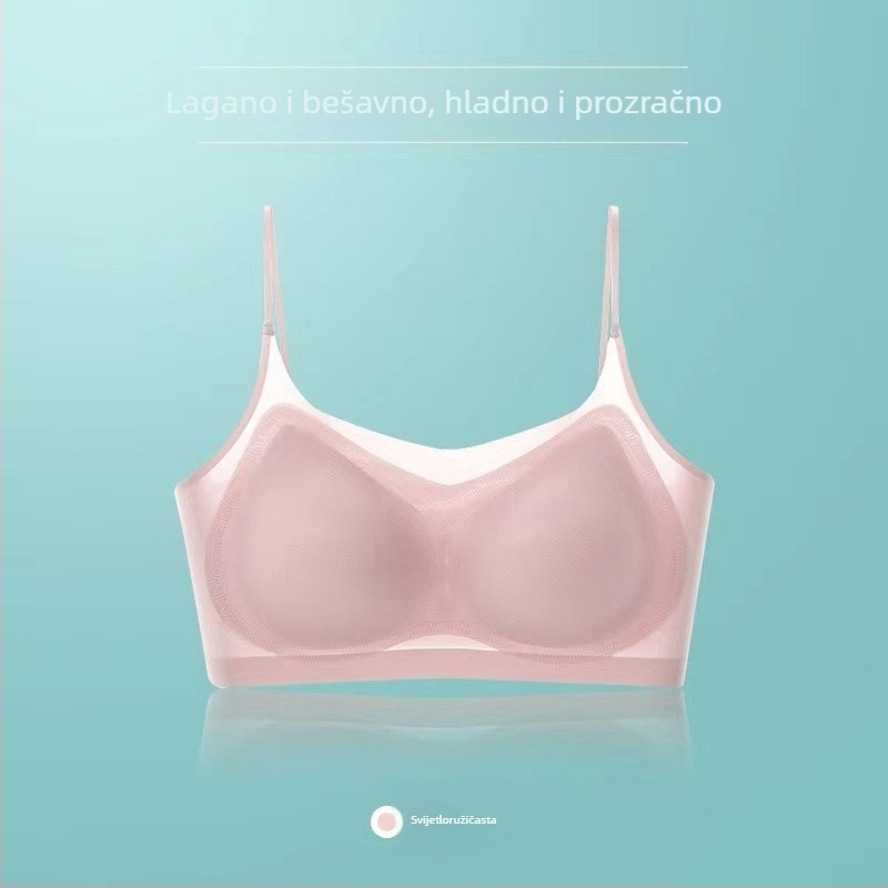 Ljetna ultra-tanka ice silk bešumna grudnjica za žene, bez žice, prozračna leđa, tanke naramenice, 3/4 kup, udobna