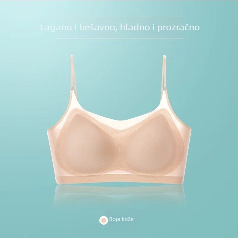 Ljetna ultra-tanka ice silk bešumna grudnjica za žene, bez žice, prozračna leđa, tanke naramenice, 3/4 kup, udobna