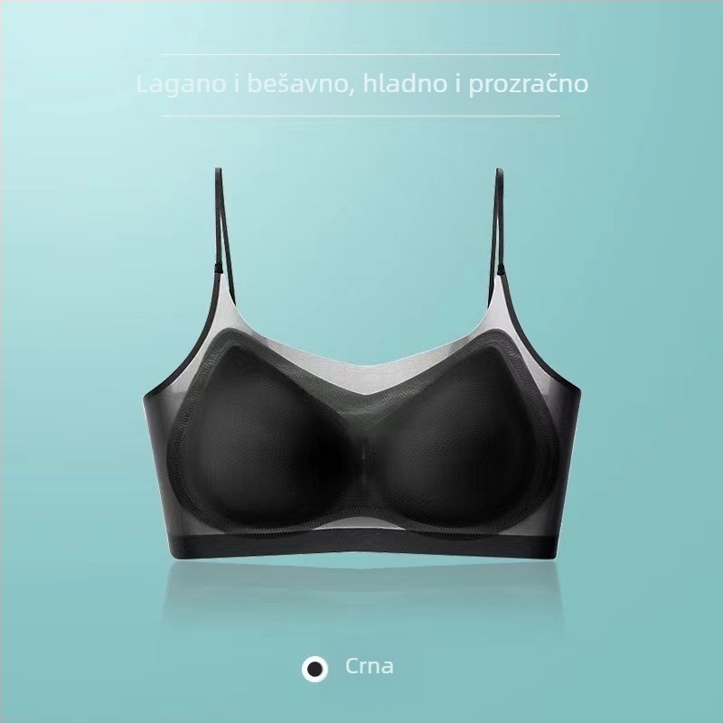 Ljetna ultra-tanka ice silk bešumna grudnjica za žene, bez žice, prozračna leđa, tanke naramenice, 3/4 kup, udobna