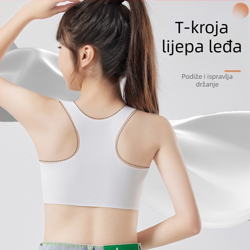 Sportski topić za djevojčice bez naramenica, prozračan materijal, potpuno pokrivene košarice, udobno nošenje.