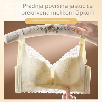 YICAIBEI čipkasti bežični grudnjak za žene, košarica 3/4, udoban i prozračan oblikujući grudnjak s učinkom skupljanja