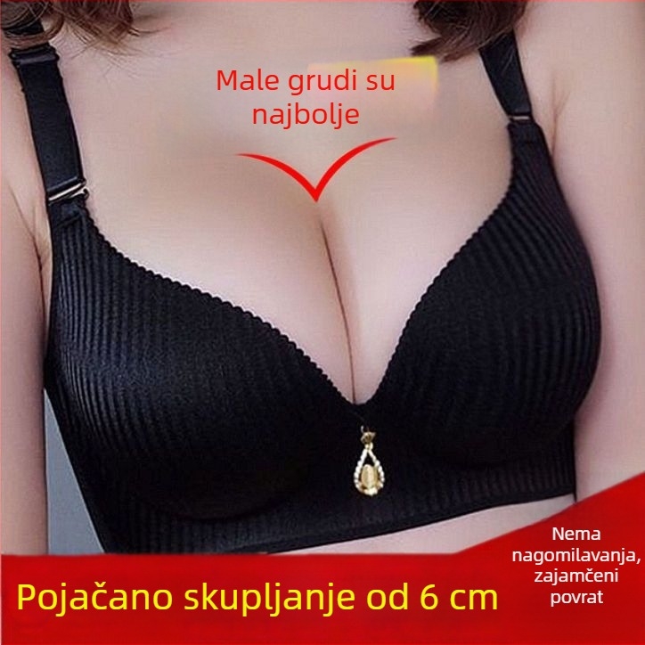 Pojačani grudnjak za male grudi, 8 cm punjenje, 3/4 košarice, debele oblikovane košarice, bez žice, udoban podizanje za mlade žene