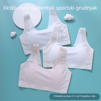 Bezšivna sportska grudnjica s fiksnim košaricama za tinejdžerice od 15 godina – najlon, puni košarice, tanke formirane košarice, fiksirane dvostruke naramenice, prozračna i upija znoj
