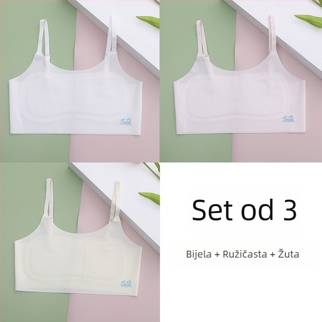 Dječja kamizola grudnjak za razvoj, uzrast 8–14 godina, tanak materijal, najlon/elastan, U-dekolte, podstava od viskoze/mulberry svile/elastan