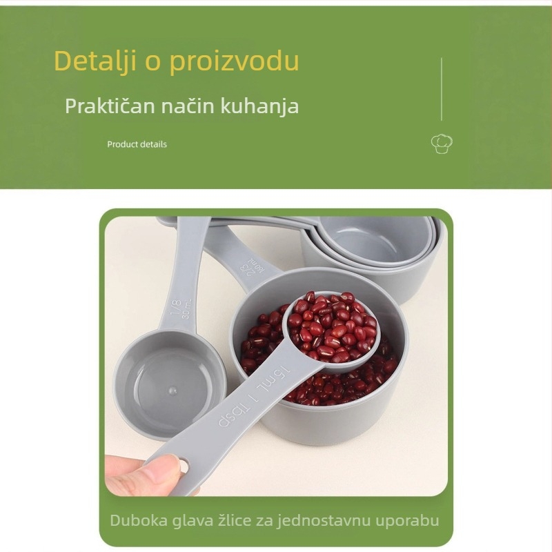 Kaiqi set mjernih čaša i žlica za pečenje, 17 dijelova, s odvajačem bjelanjaka