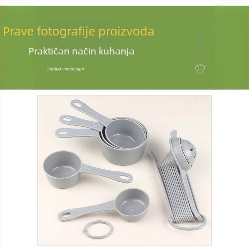 Kaiqi set mjernih čaša i žlica za pečenje, 17 dijelova, s odvajačem bjelanjaka