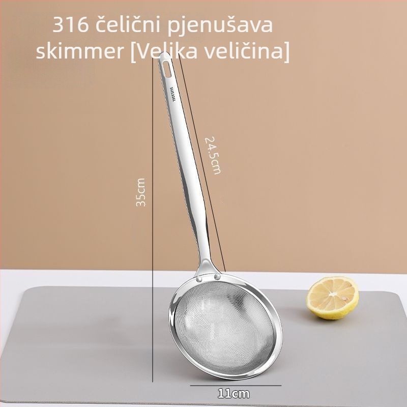 304 nehrđajući čelik kuhinjska mreža za pjenu s nehrđajućom ručkom — otpornost na visoke temperature