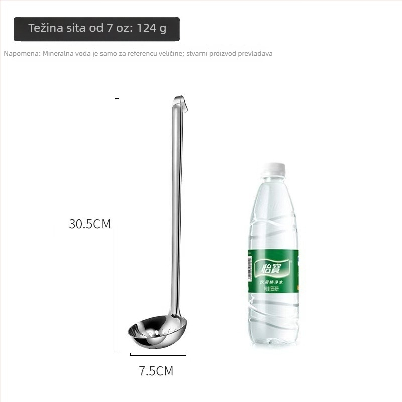 Željezna jušna žlica s kukicom i dugačkom drškom – za juhe i kašu, moderan minimalistički dizajn
