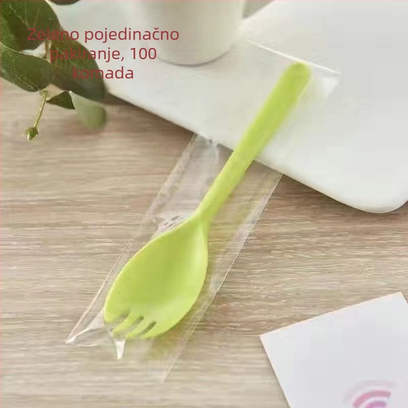 Jednokratne žličice i vilice s dugim dršcima, individualno zapakirane, za roštilj, bibimbap, desertne posude i voćne zdjele — Materijal: PP; Brend: Unique; Funkcija: Druge; Lansiranje proizvoda: Drugo