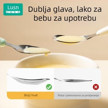 Dječja žlica od 316L nehrđajućeg čelika s dugim držkom za samostalno hranjenje