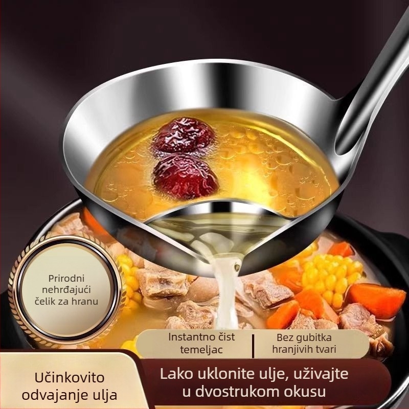 Nerđajući čelik kuhača za odvajanje ulja, duga drška, visoka temperaturna otpornost