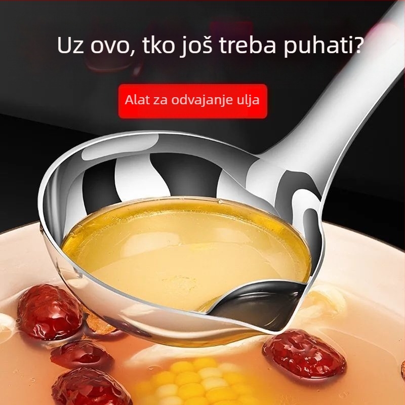 Nerđajući čelik kuhača za odvajanje ulja, duga drška, visoka temperaturna otpornost