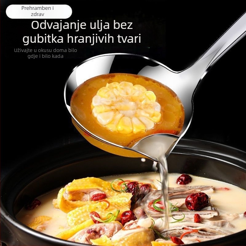 Nerđajući čelik kuhača za odvajanje ulja, duga drška, visoka temperaturna otpornost