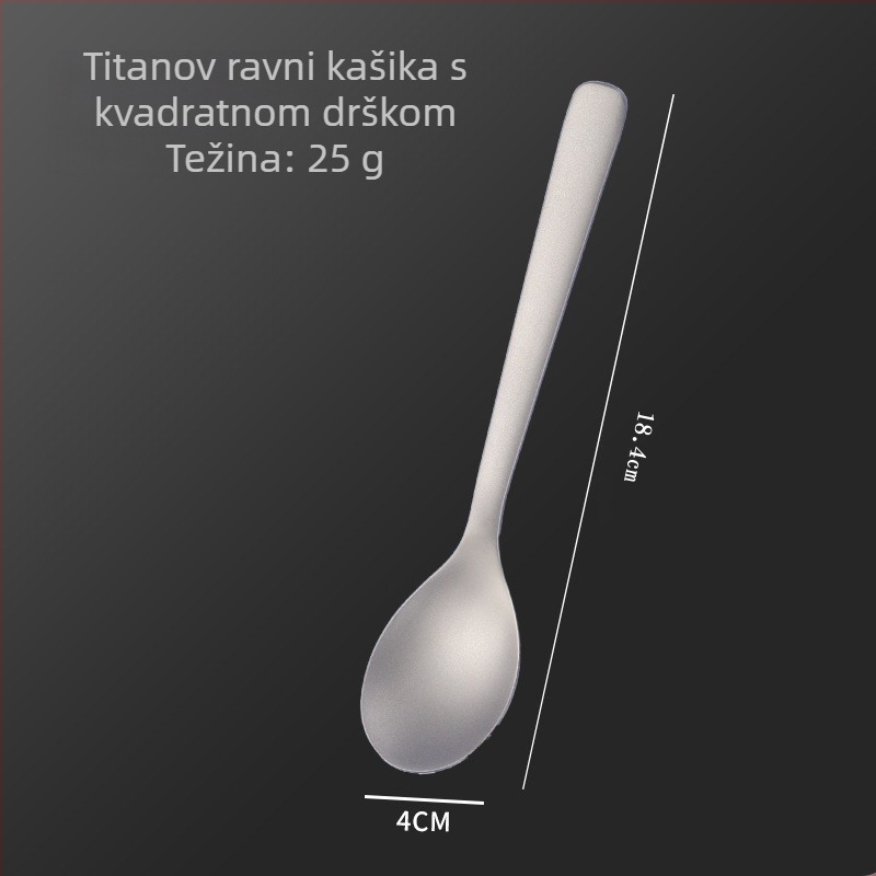 Titanij tri-dijelni set pribora za stolovanje: vilica, žlica i štapići za jelo, poliranje Ma Lun Guang, za djecu, moderni minimalistički stil