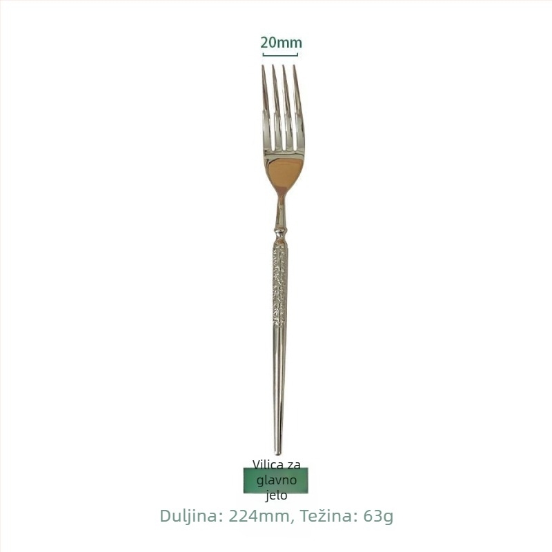 Hammerirani set zapadnog posuđa od 304 nehrđajućeg čelika — nož za steak, vilica i žlica, desertna žlica i vilica, ručna izrada, ogledno poliranje, lagani luksuzni retro stil