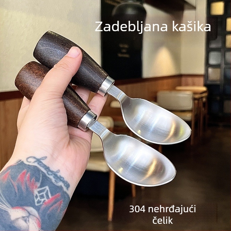 Žlica od nehrđajućeg čelika 304 za dinju i sladoled, kuglična glava – retro stil, ogledni završetak