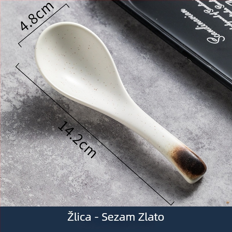 Japanskog stila keramička jušna žlica s dugim drškom